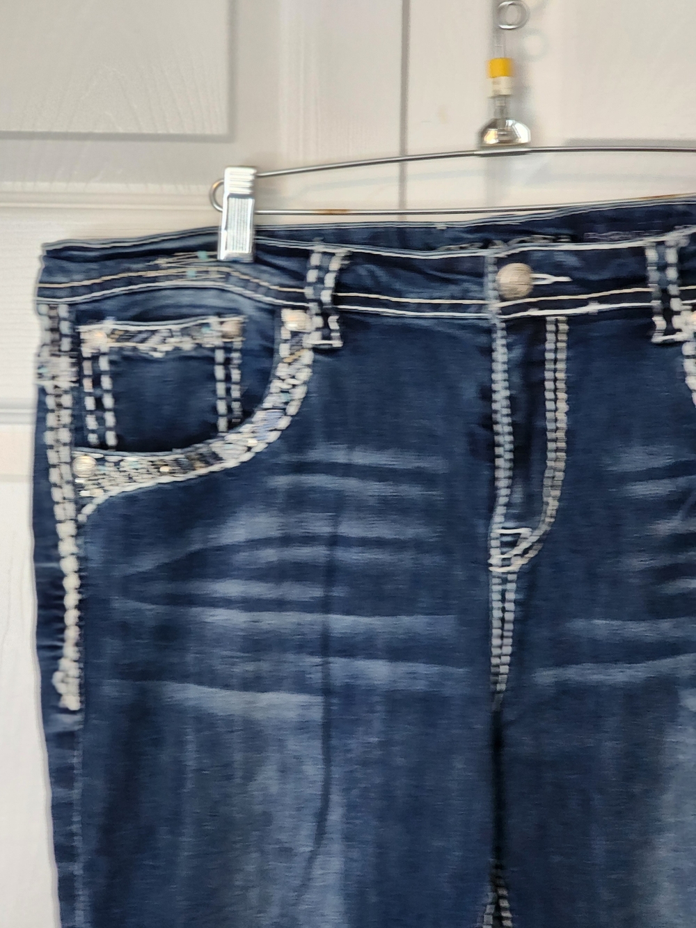 RELIST SOON Grace in LA Distressed Dark Boot Cut P Straight Jeans In Size 17 - Picture 7 of 12